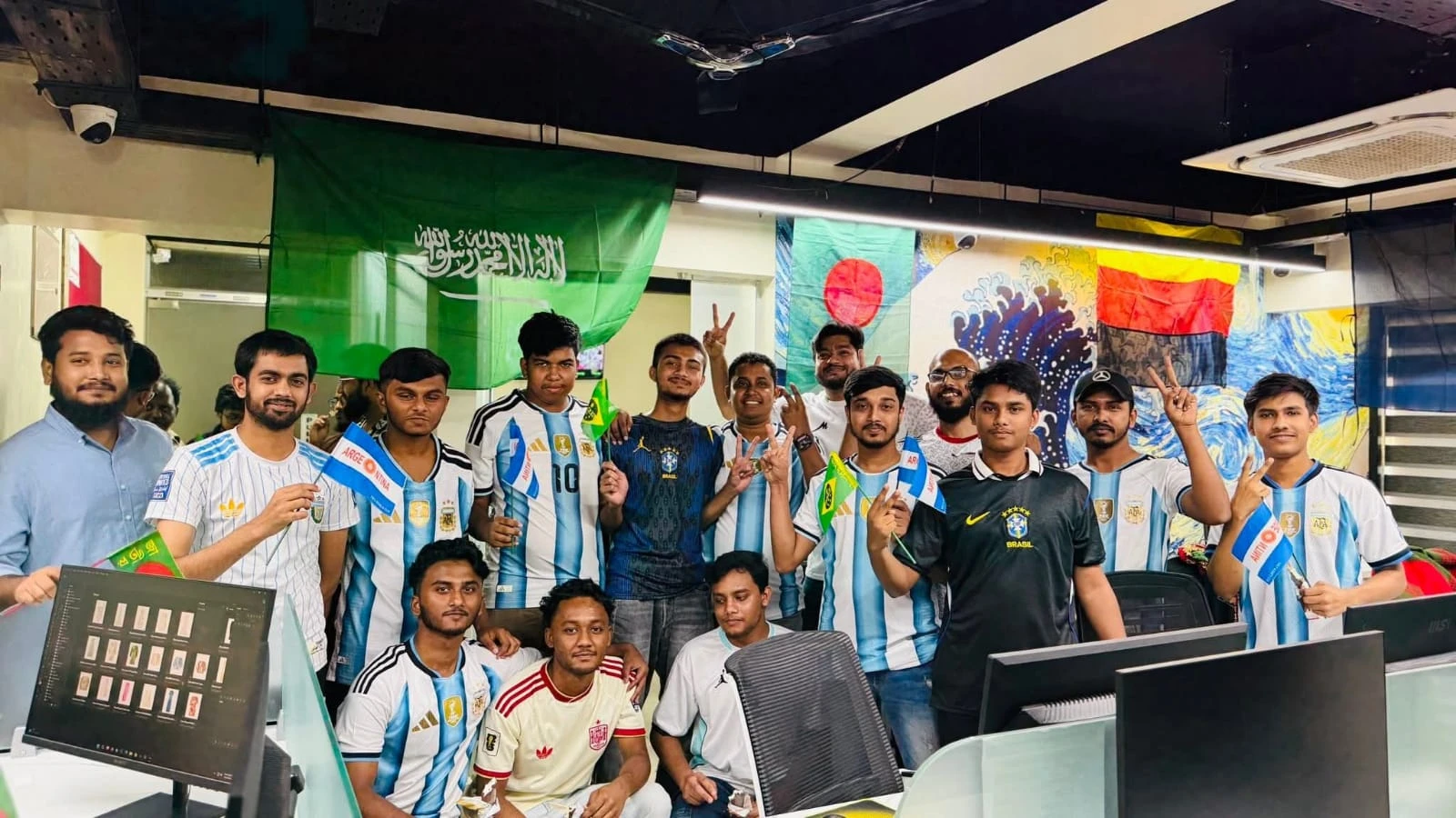 Full Studio Click House post-production collective gathered at Dhaka studio workstations