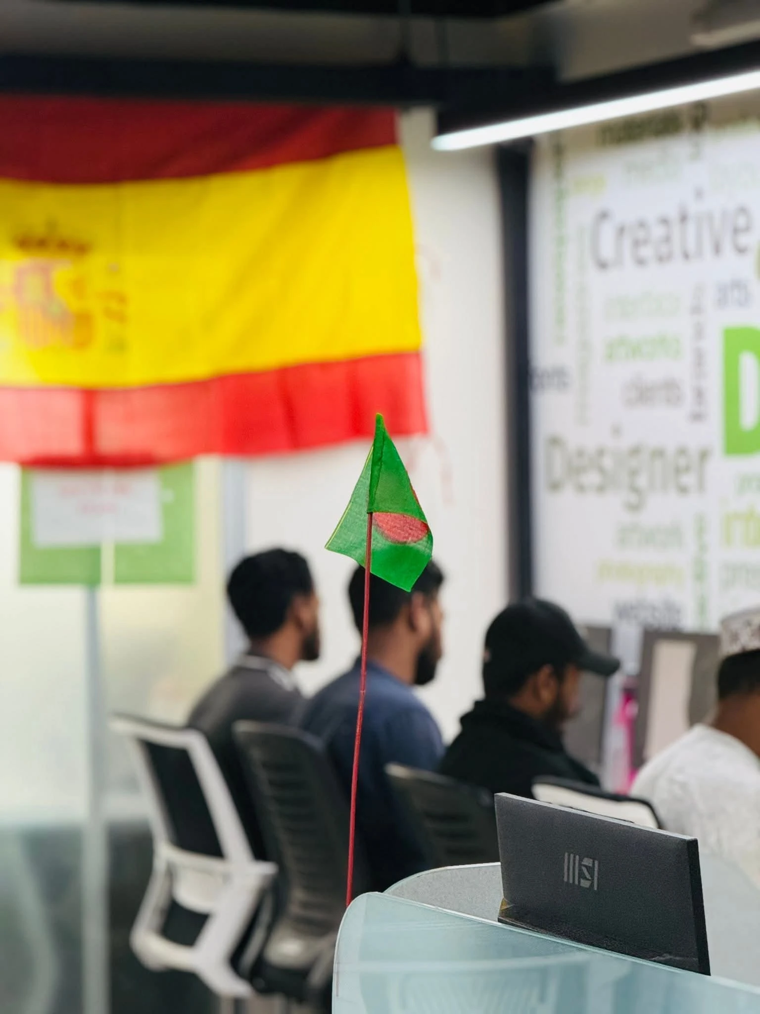 Early creative studio workspace at Studio Click House in Dhaka