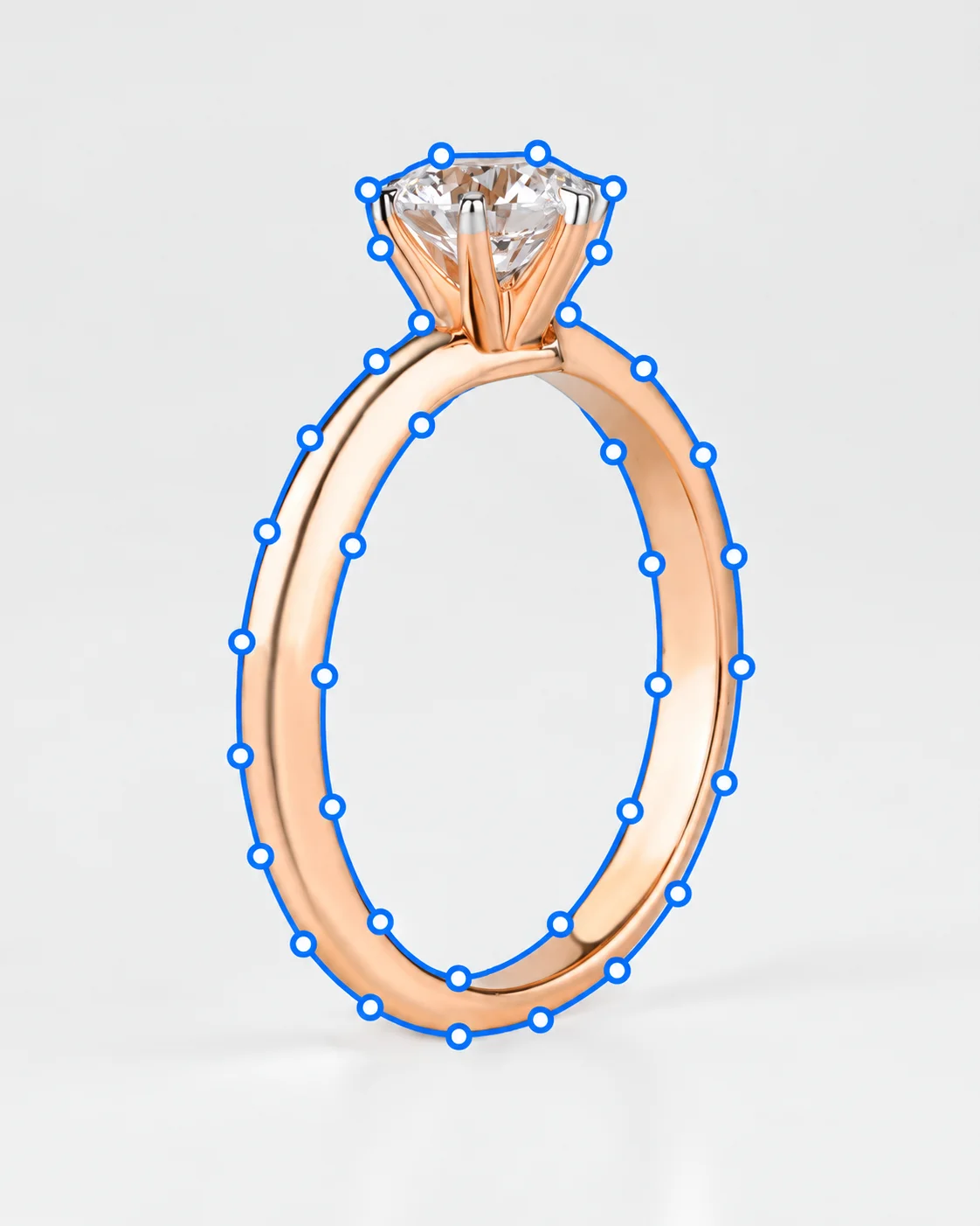 Diamond ring with separate outer and inner clipping paths