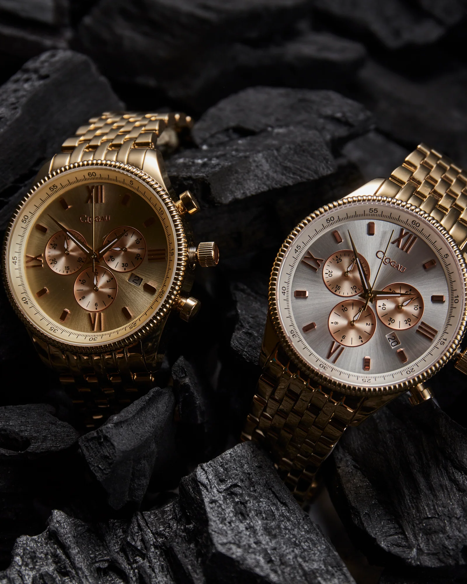 Luxury wristwatch before high-end commercial retouching and reflection balancing