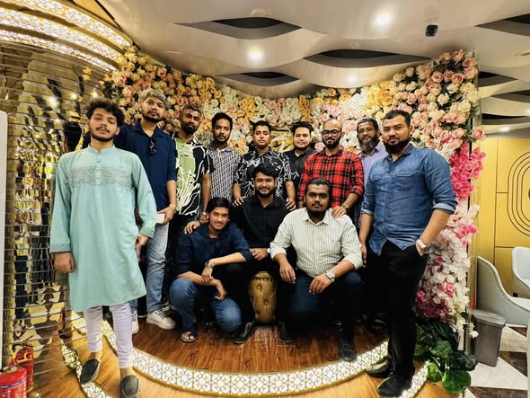 Studio Click House colleagues enjoying festive banquet dinner together