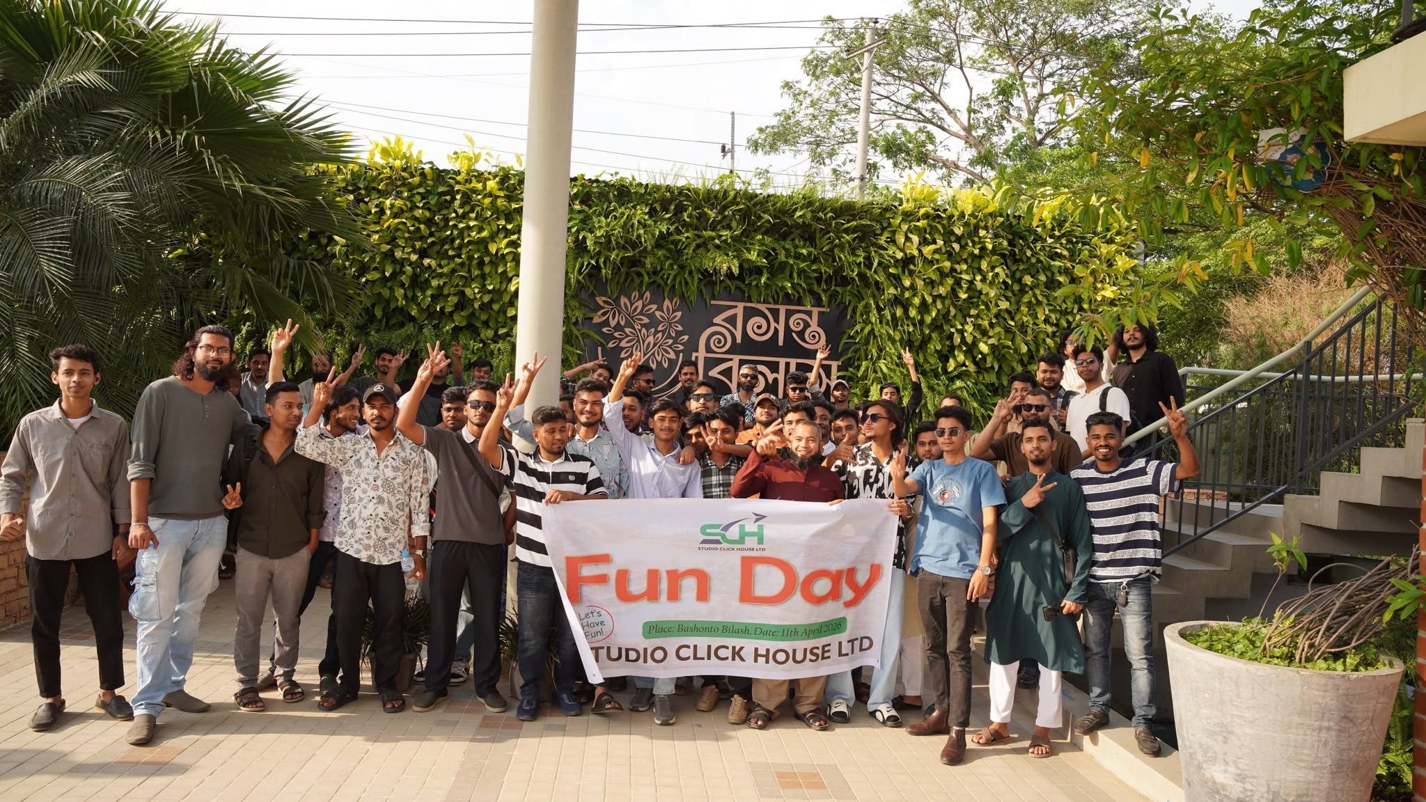 Studio Click House team members taking part in outdoor fun day festivities