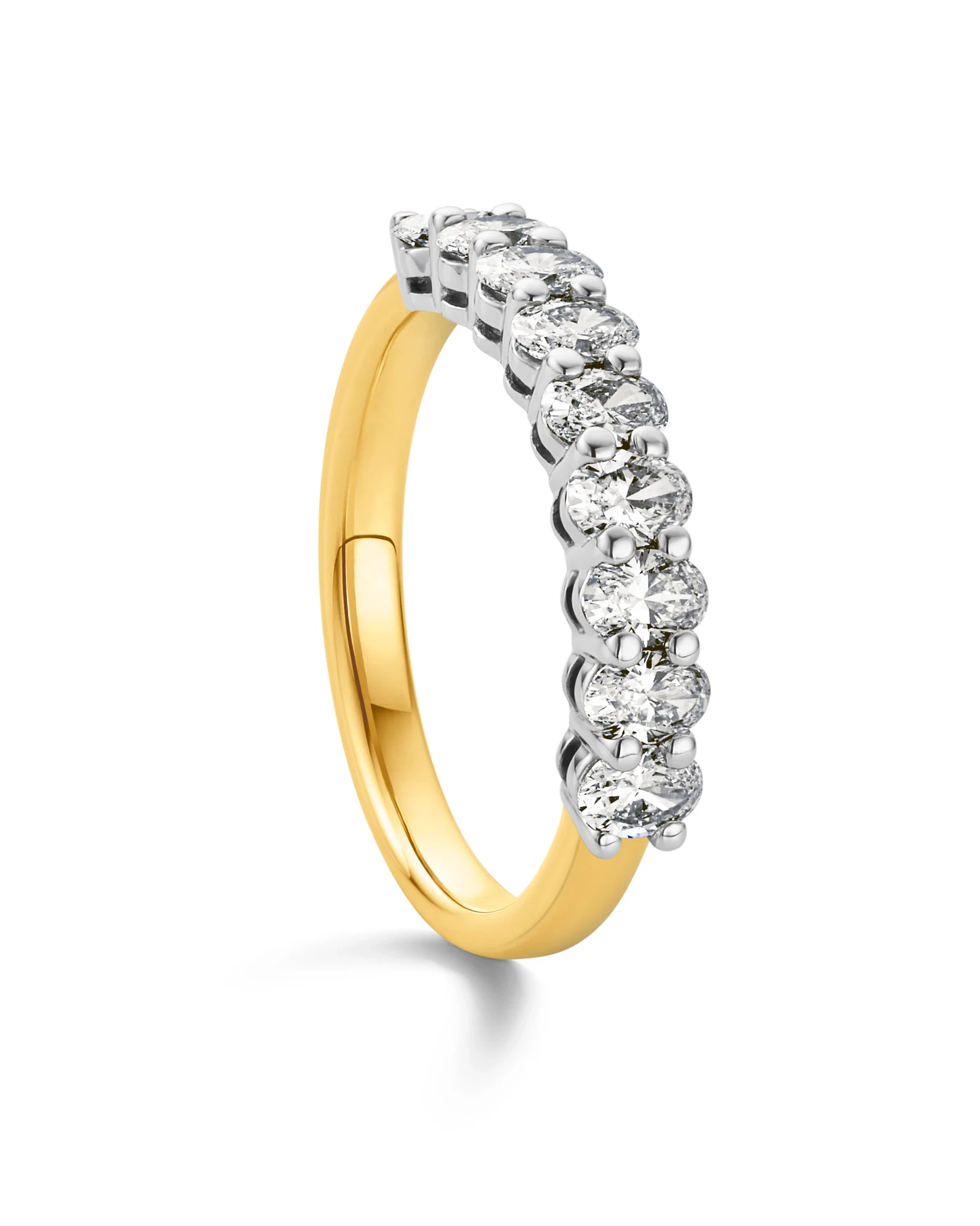 Gold and diamond eternity band after cleanup and jewelry retouching